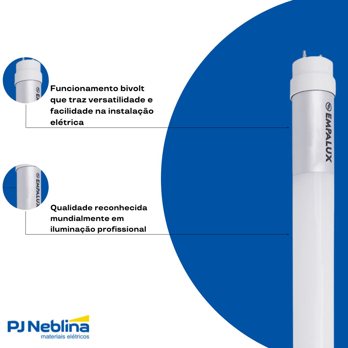 Lâmpada Led Tubular Ho T8 65W Bivolt G13 6400K Branco Frio Luz Branca 6500Lm 2400Mm Vidro - Empalux