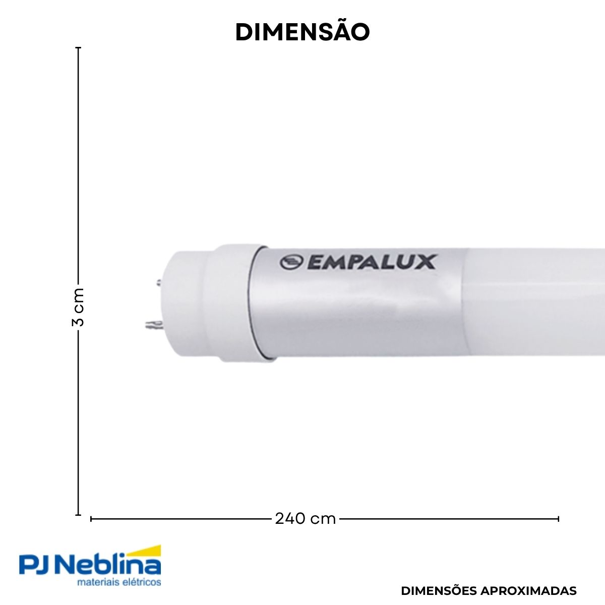 Lâmpada Led Tubular Ho T8 65W Bivolt G13 6400K Branco Frio Luz Branca 6500Lm 2400Mm Vidro - Empalux