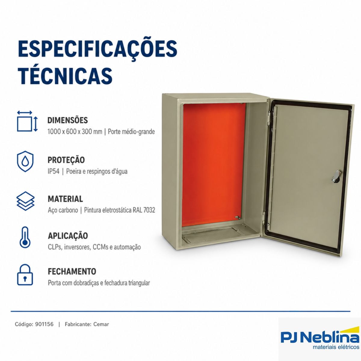 Quadro De Comando Ce-10060-30 1000X600X300Mm Com Flange Ip54 901156 - Cemar