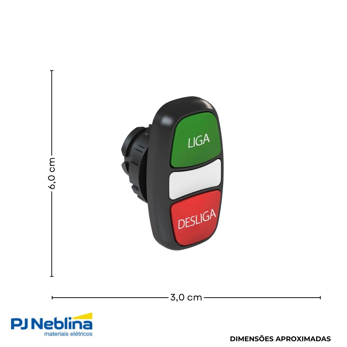 Botão Comando Duplo Pulsador Faceado Iluminado Redondo 22 mm Plástico Verde/Vermelho (Liga/Desliga) - Weg