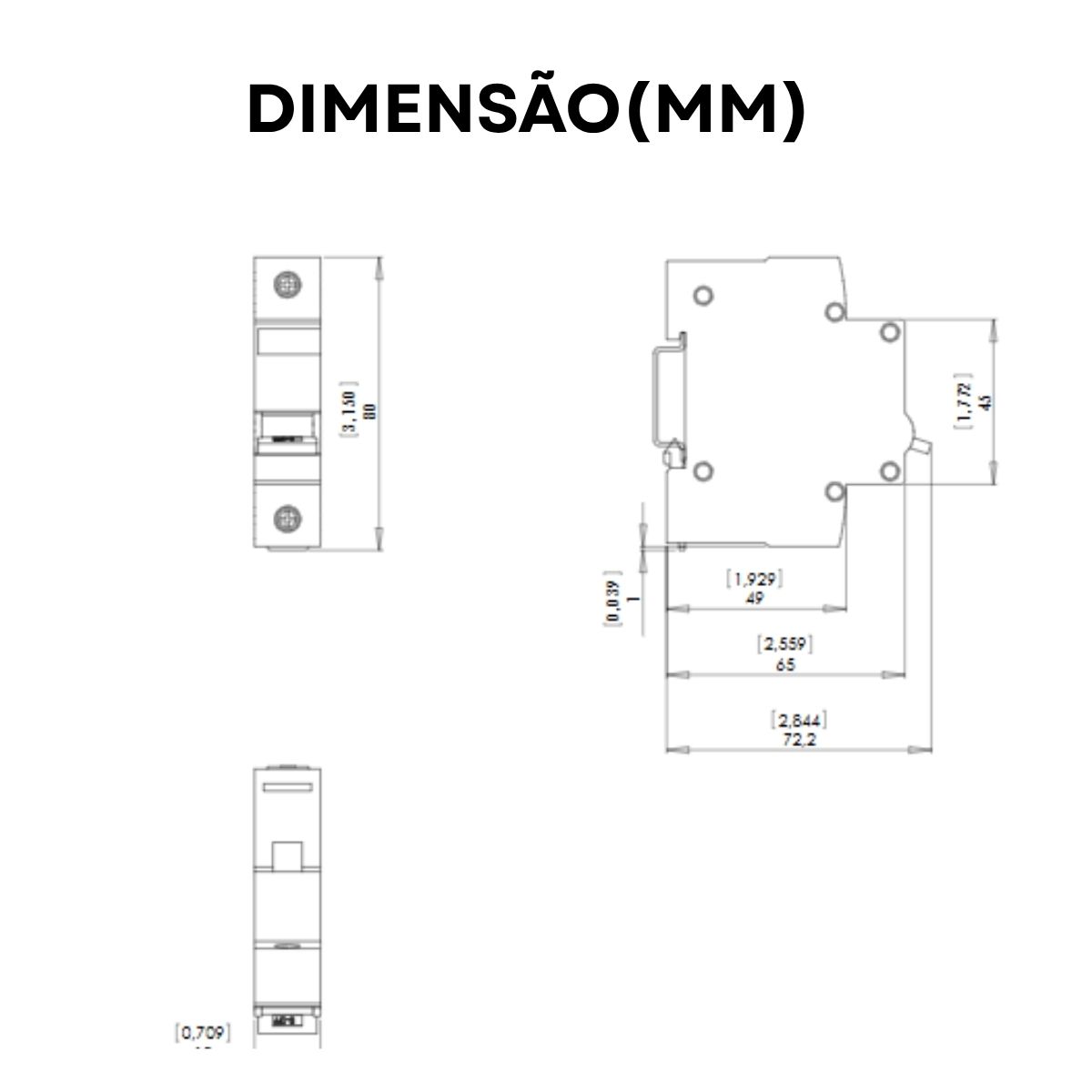 Disjuntor Mini Din Unipolar 63A Curva B Termomagnético 5Ka 230/400V 50/60Hz Mdw Weg