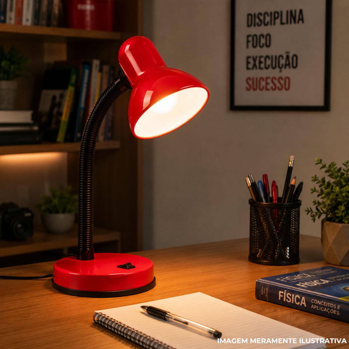 Luminária Mesa Redondo Vermelho 30W E27 - Luminatti