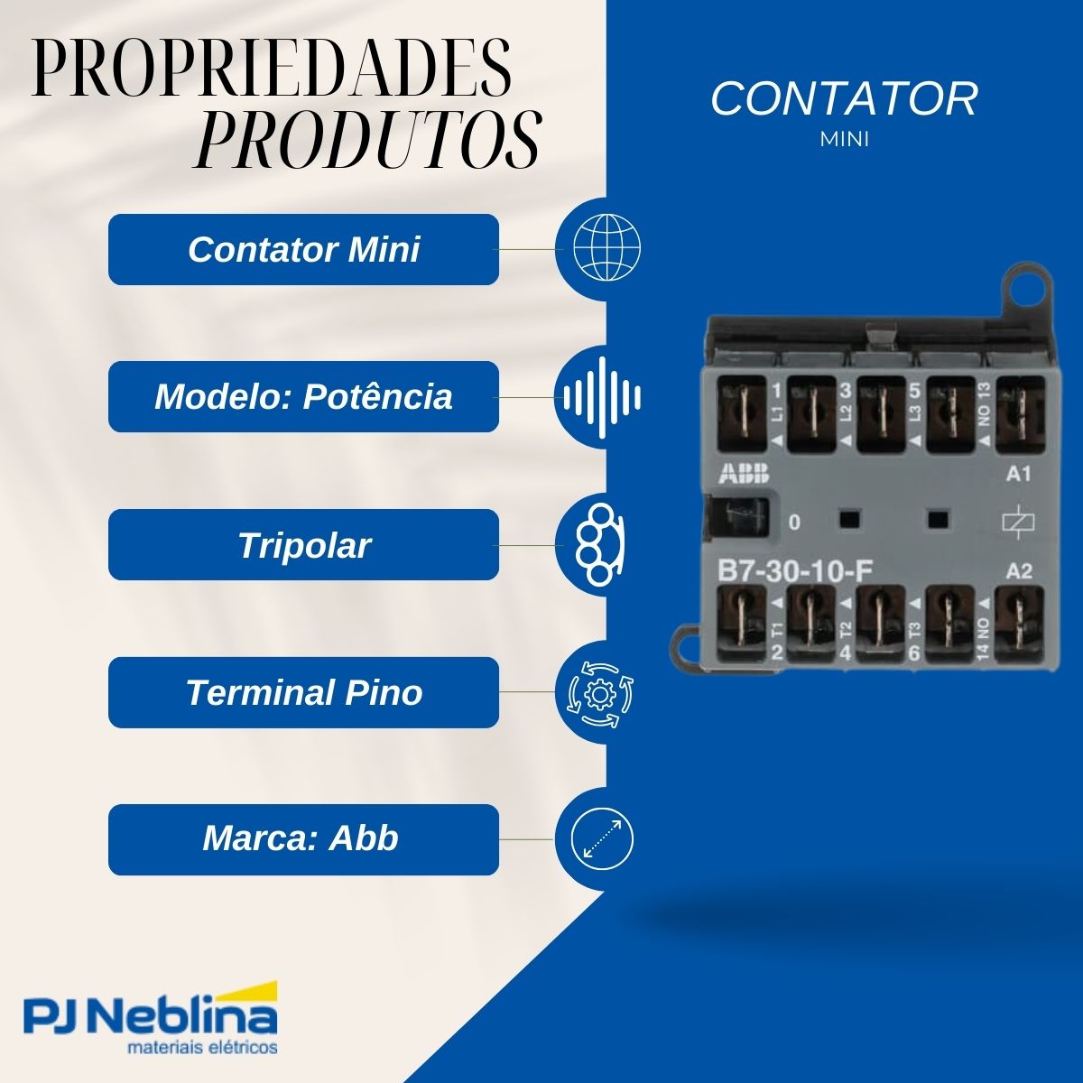Contator Mini Potencia Tripolar 12A 24V 1Na 40-450Hz - Abb