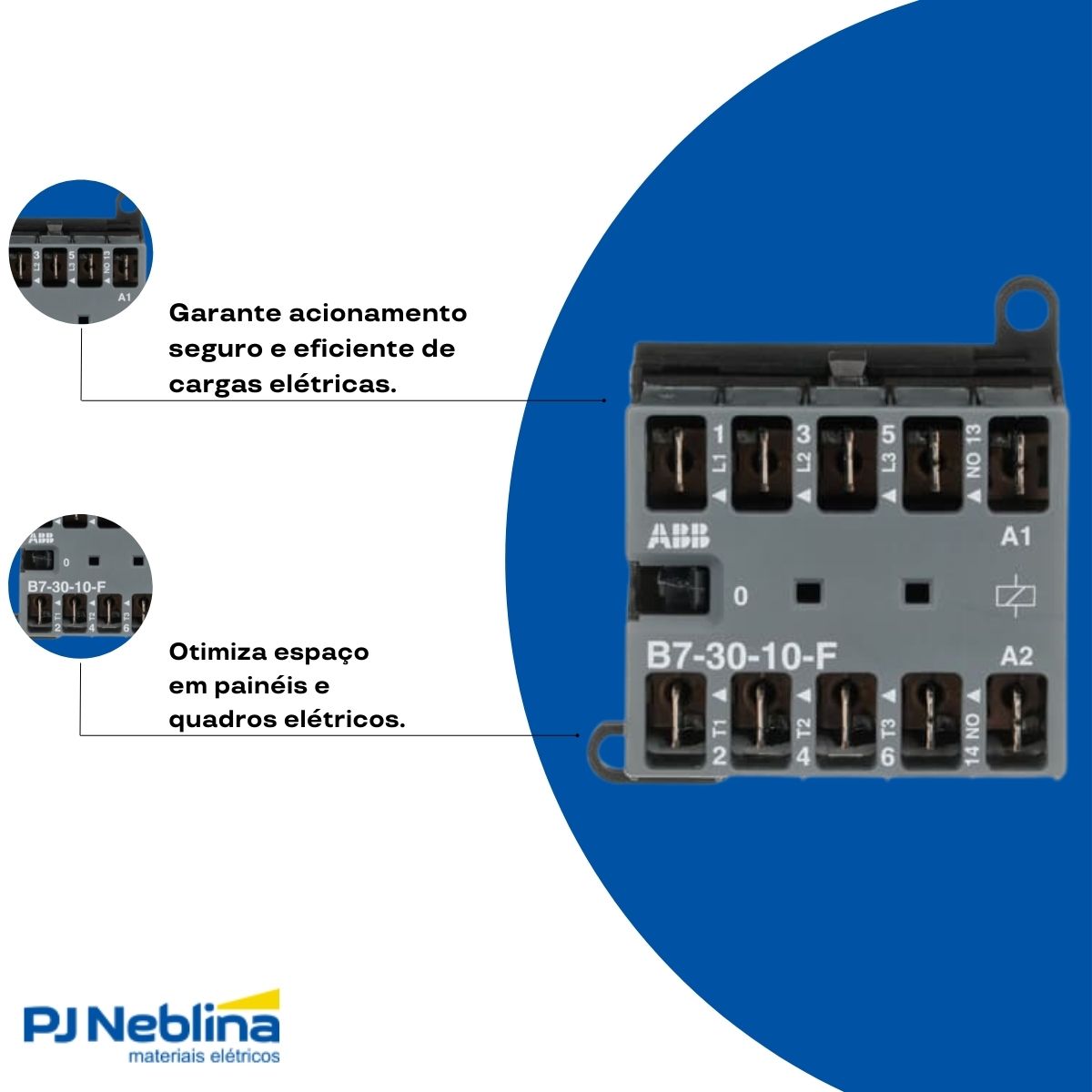 Contator Mini Potencia Tripolar 12A 24V 1Na 40-450Hz - Abb
