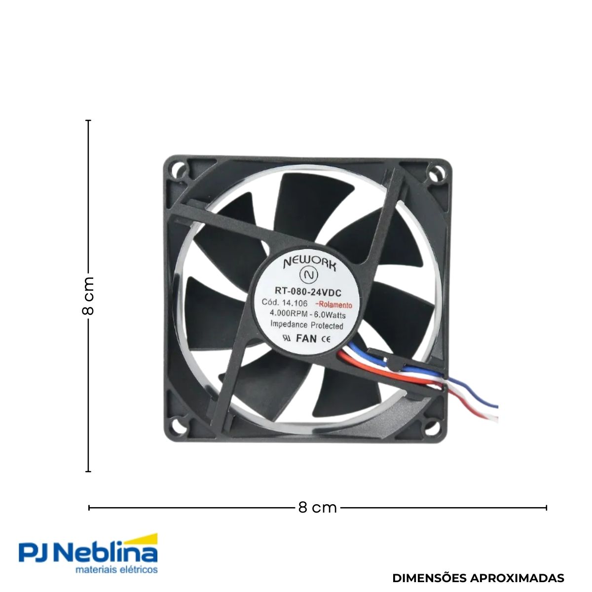 Mini Ventilador Axial 24Vdc 80X80X25 mm - Nework