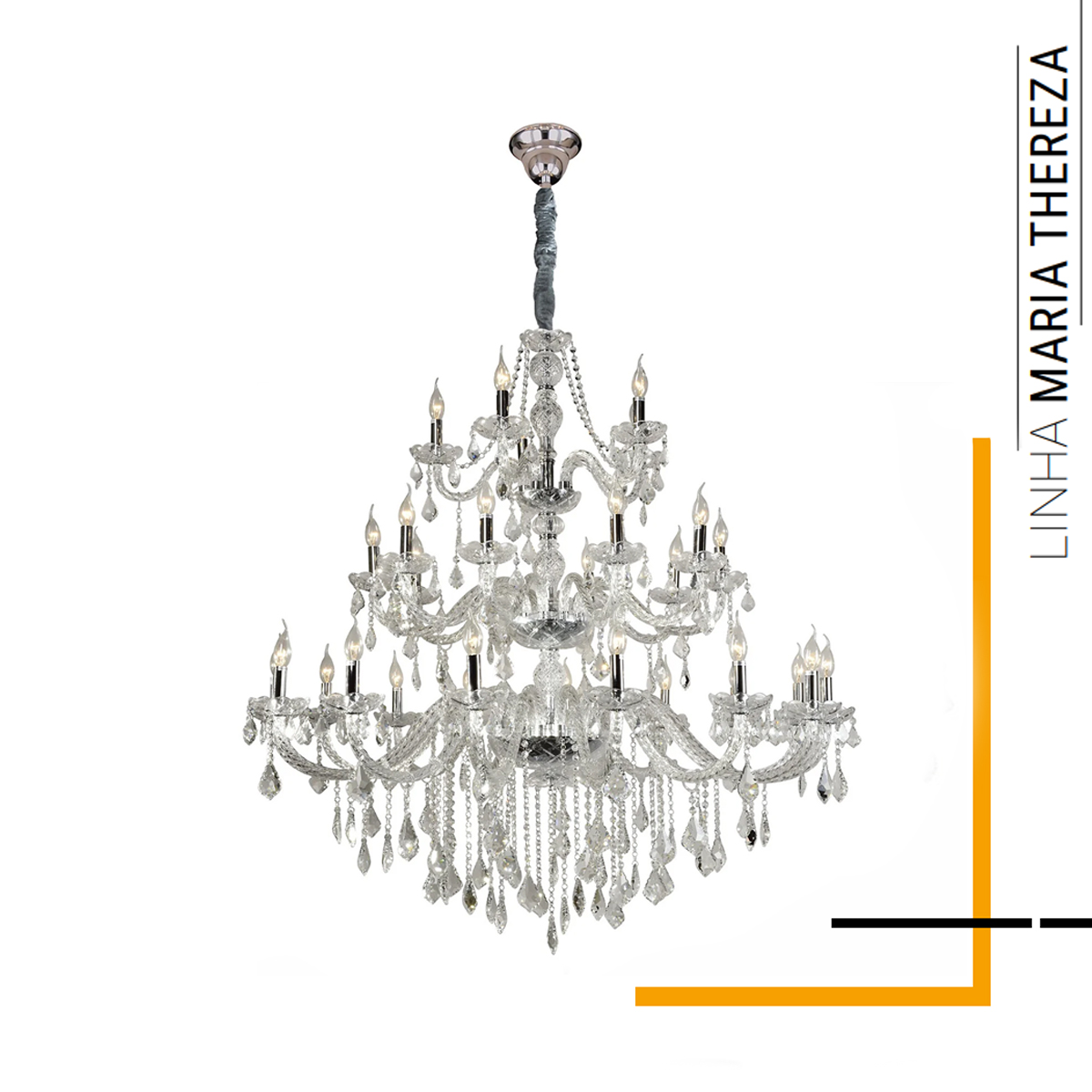 Luminária Lustre Maria Thereza Transparente 30xE14 Bivolt Clássico - Hevvy