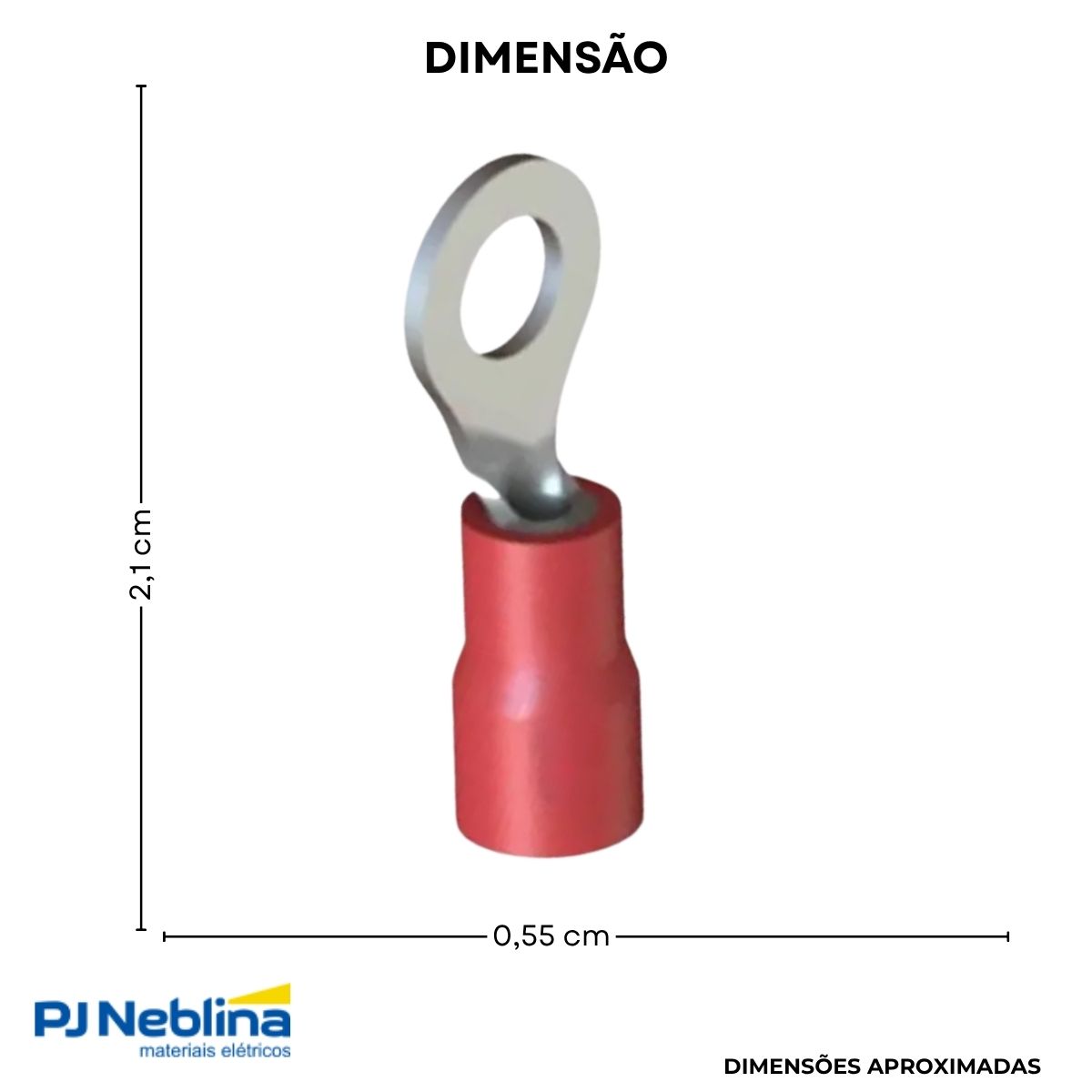 Terminal Olhal 0,50-1,50mm (22-16awg) Pre-isolado Vm 1 Furo