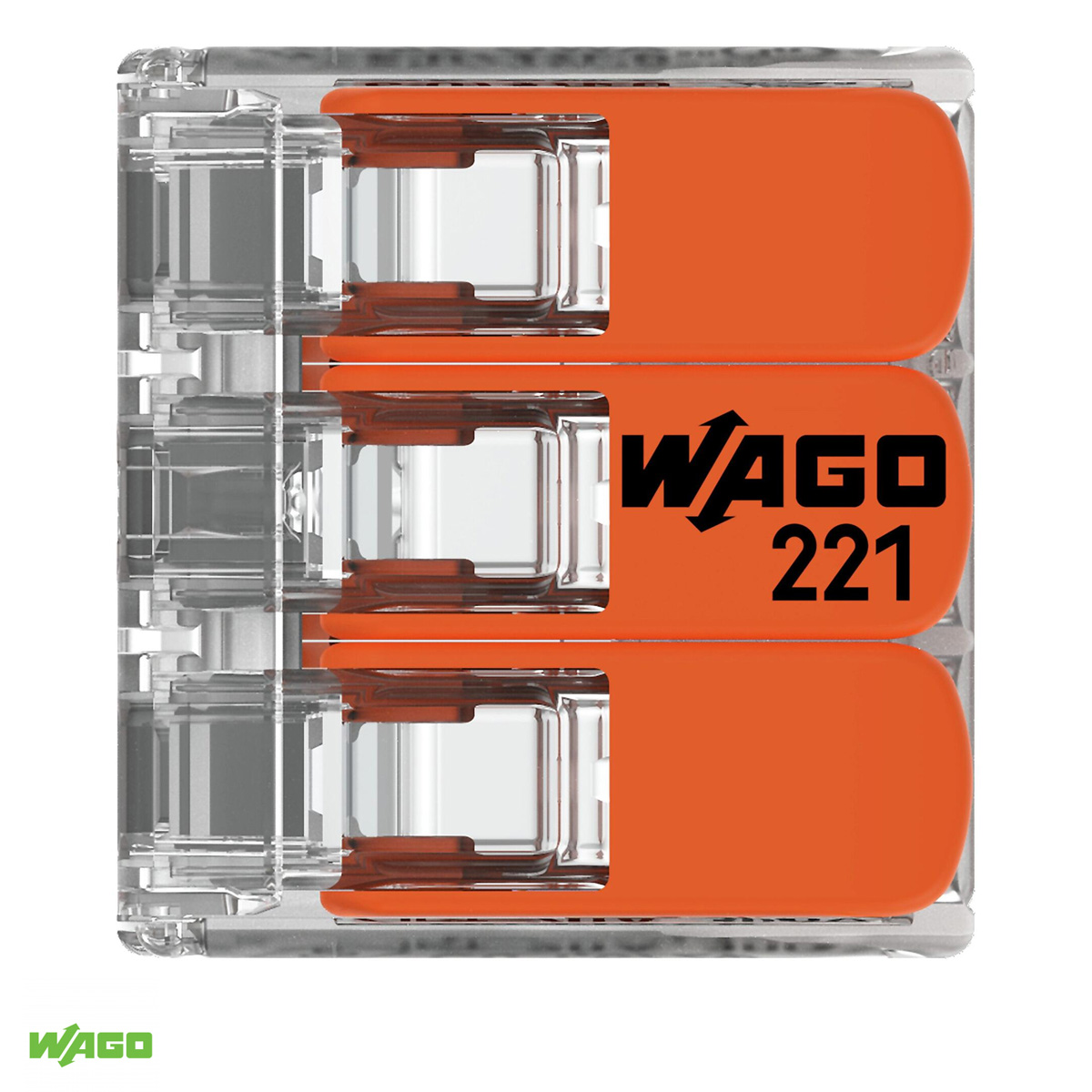 Conector Elétrico Emenda Rápido Poliamida Laranja/Transparente 3 Polos 4,00Mm 221-413 - Wago