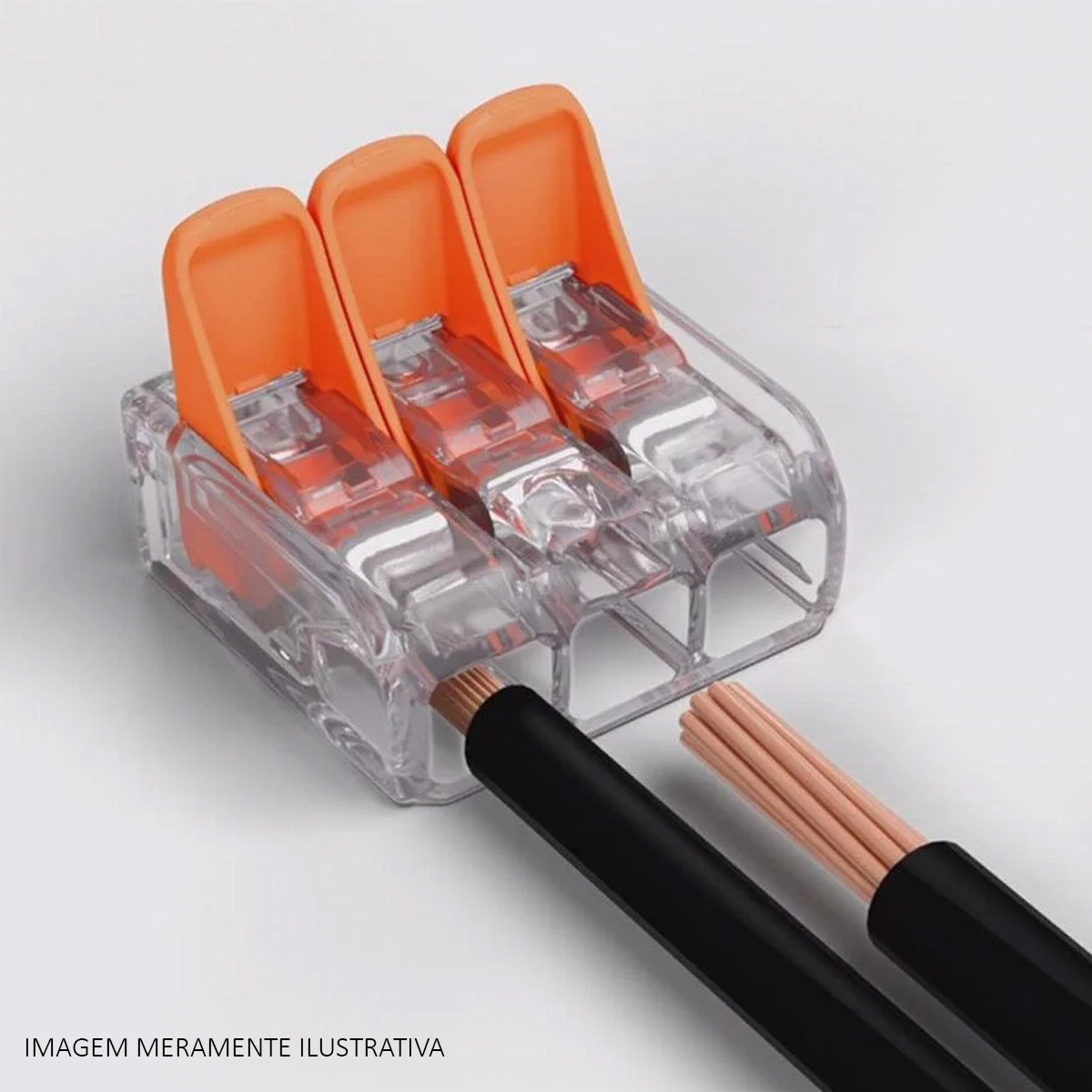 Conector Elétrico Emenda Rápido Poliamida Laranja/Transparente 3 Polos 4,00Mm 221-413 - Wago
