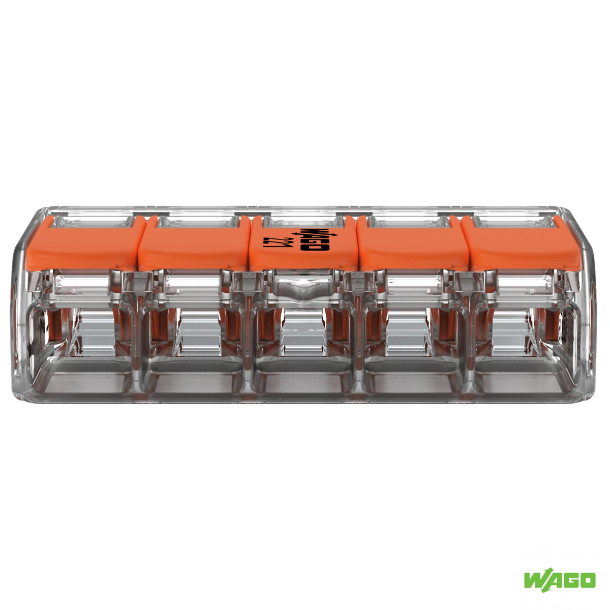 Conector Elétrico Emenda Rápido Poliamida Laranja/Transparente 5 Polos 4,00Mm 221-415 - Wago