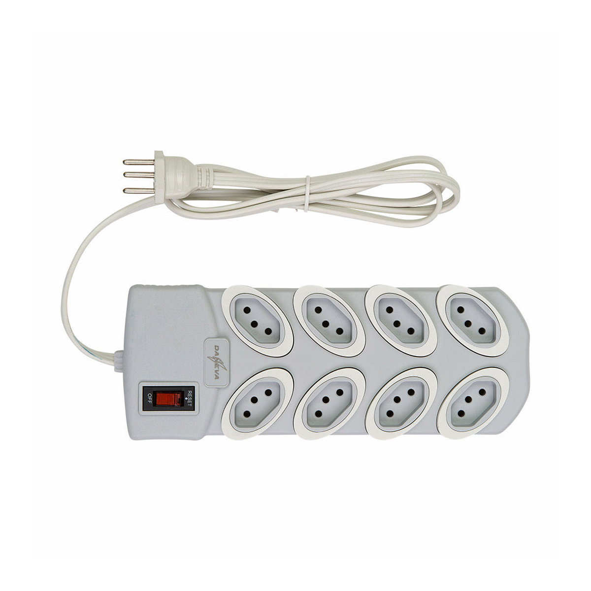Filtro Linha Circuit Breaker 8 Tomadas Sem Usb Bivolt Cabo Pp Plano 3x0,75Mm 2P+T 10A 1,30M - Daneva