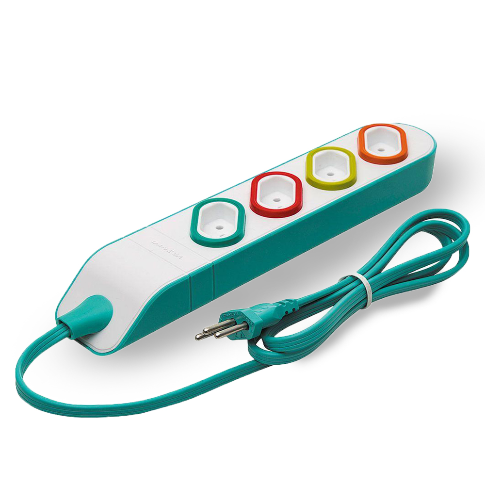 Tomada Régua Extensão 4 Tomadas 10A 3,00 Metros Turquesa - Daneva