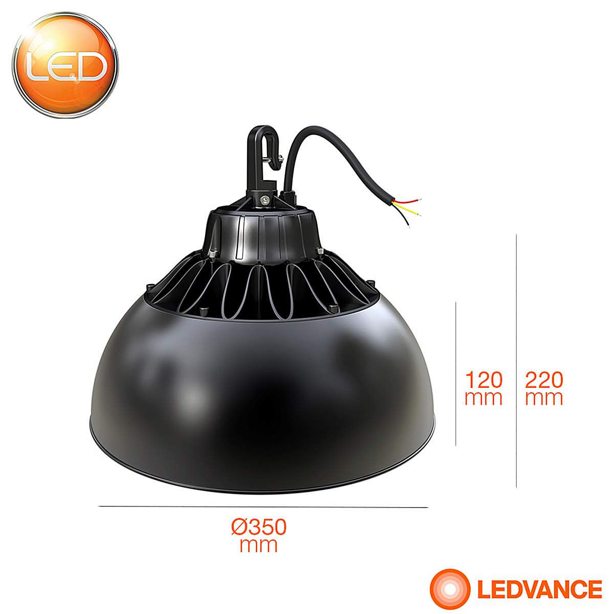 Luminária Industrial Highbay Led Preto 80W Bivolt 6500K Luz Branca Facho Fechado - Osram/Ledvance