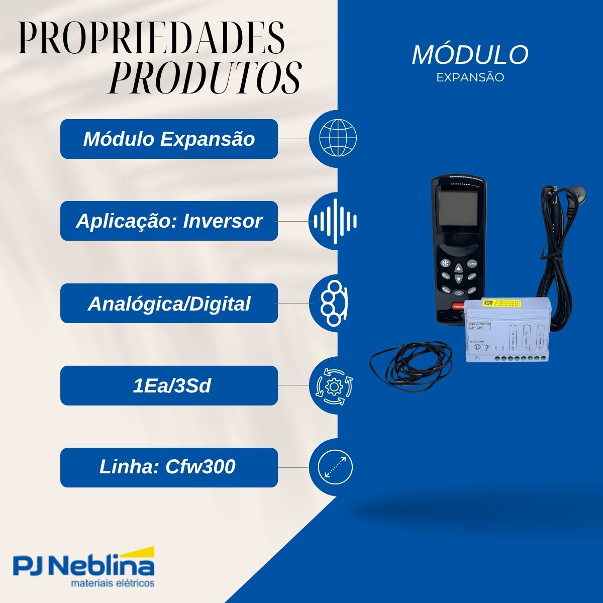 Módulo Expansão Inversor Entrada/Saída Analógica/Digital 1Ea/3Sd Cfw300 - Weg