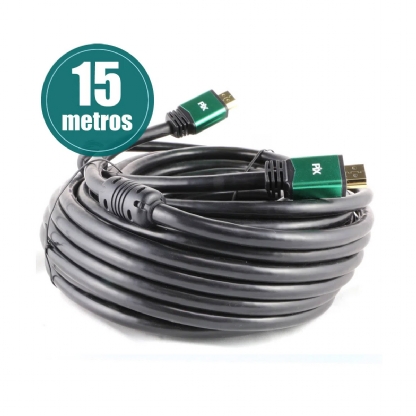 Cabo HDMI 2.0 Ultrahd 3D 4K 15 Metros Com Filtro Preto - Chipsce