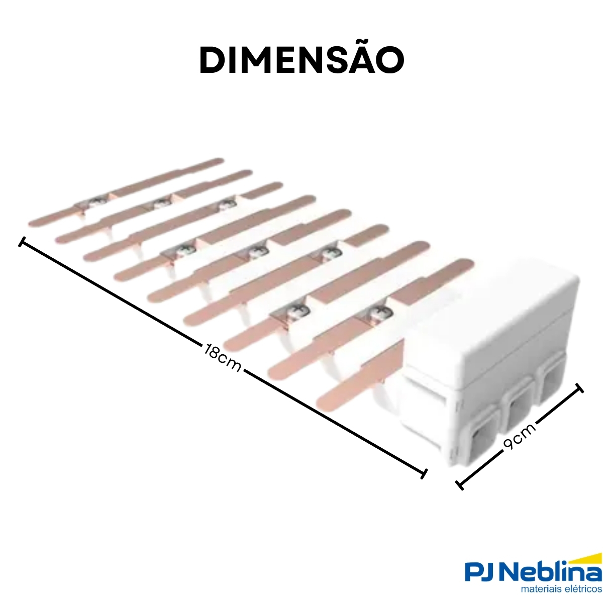 Barramento Neutro/Terra Bifásico Flutuante 18 Polos 100A Disjuntor Din - Brum