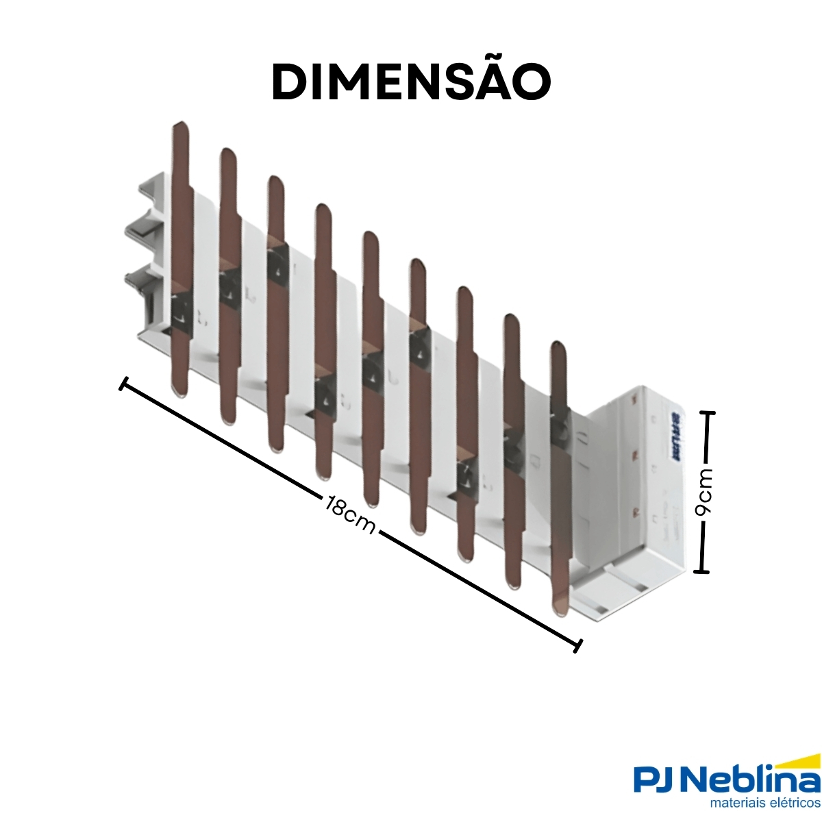Barramento Neutro/Terra Trifásico Flutuante 18 Polos 100A Disjuntor Din - Brum