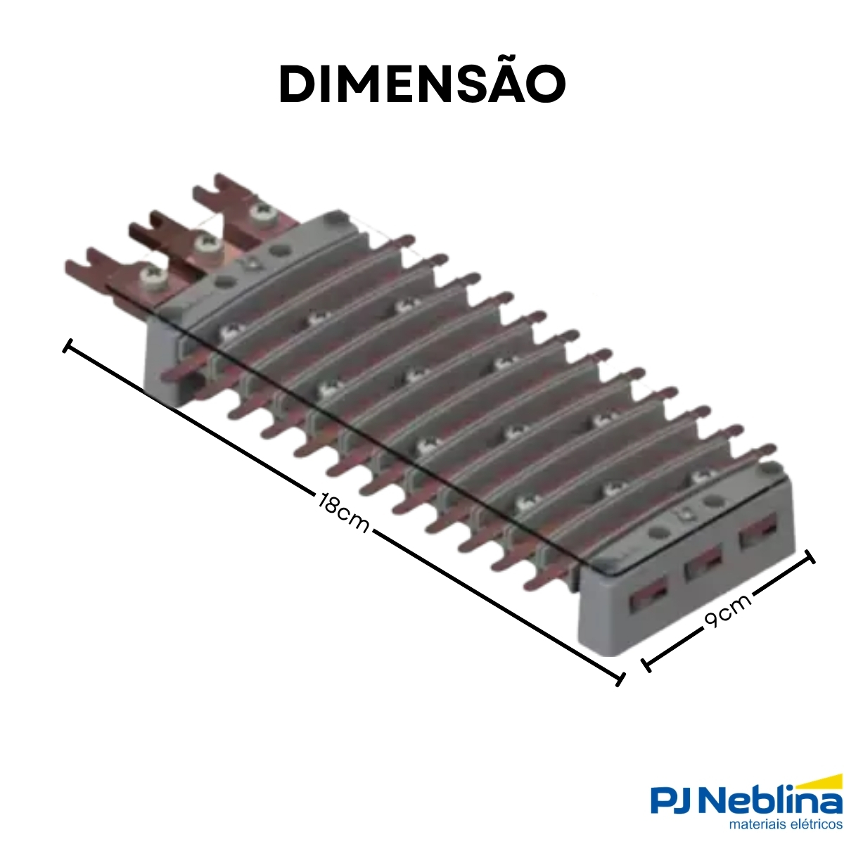 Barramento Neutro/Terra Trifásico Flutuante 36 Polos 250A Disjuntor Din C/Trilho - Brum
