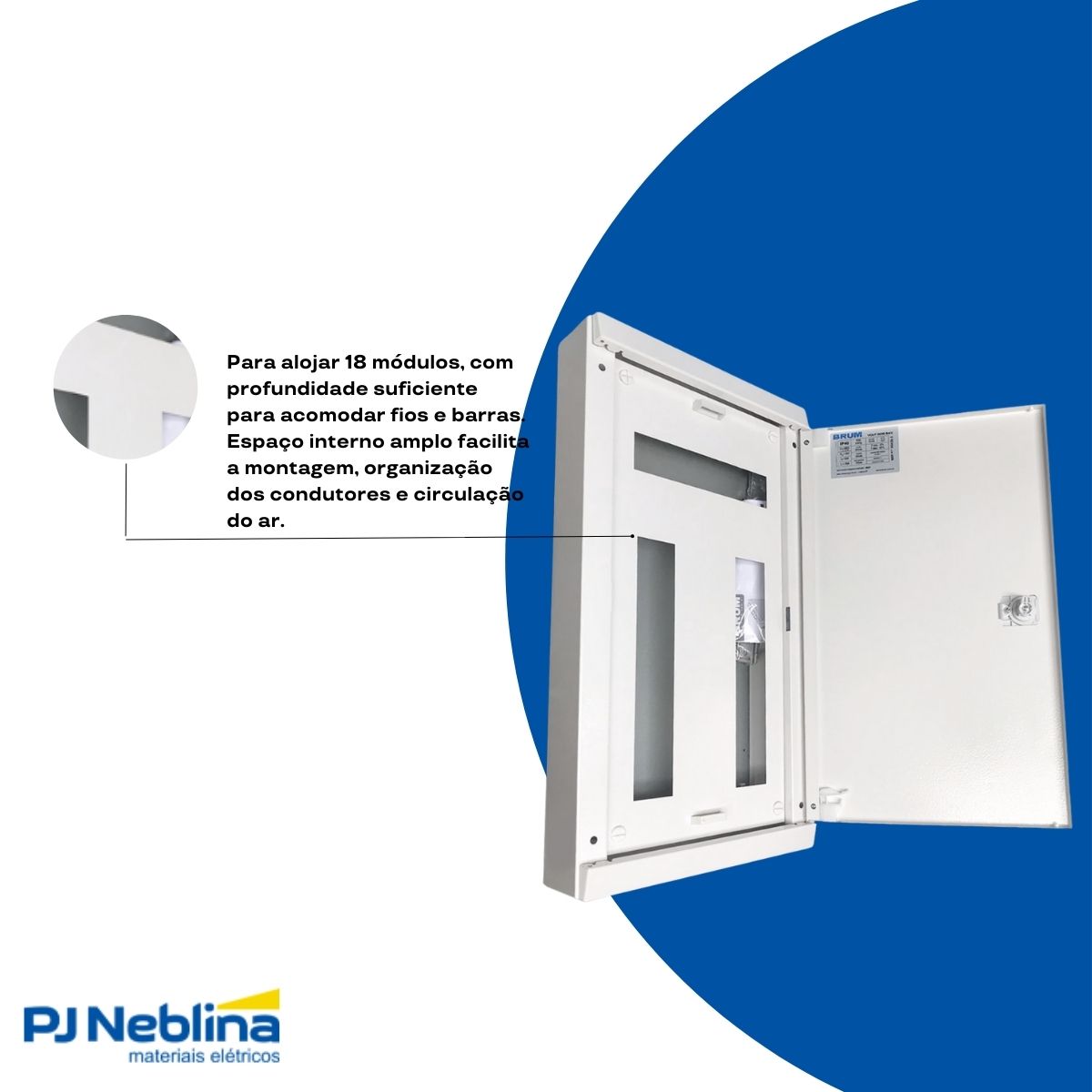 Quadro Distribuição Sobrepor Para 18 Disjuntores Vertical 100A Branco Brum