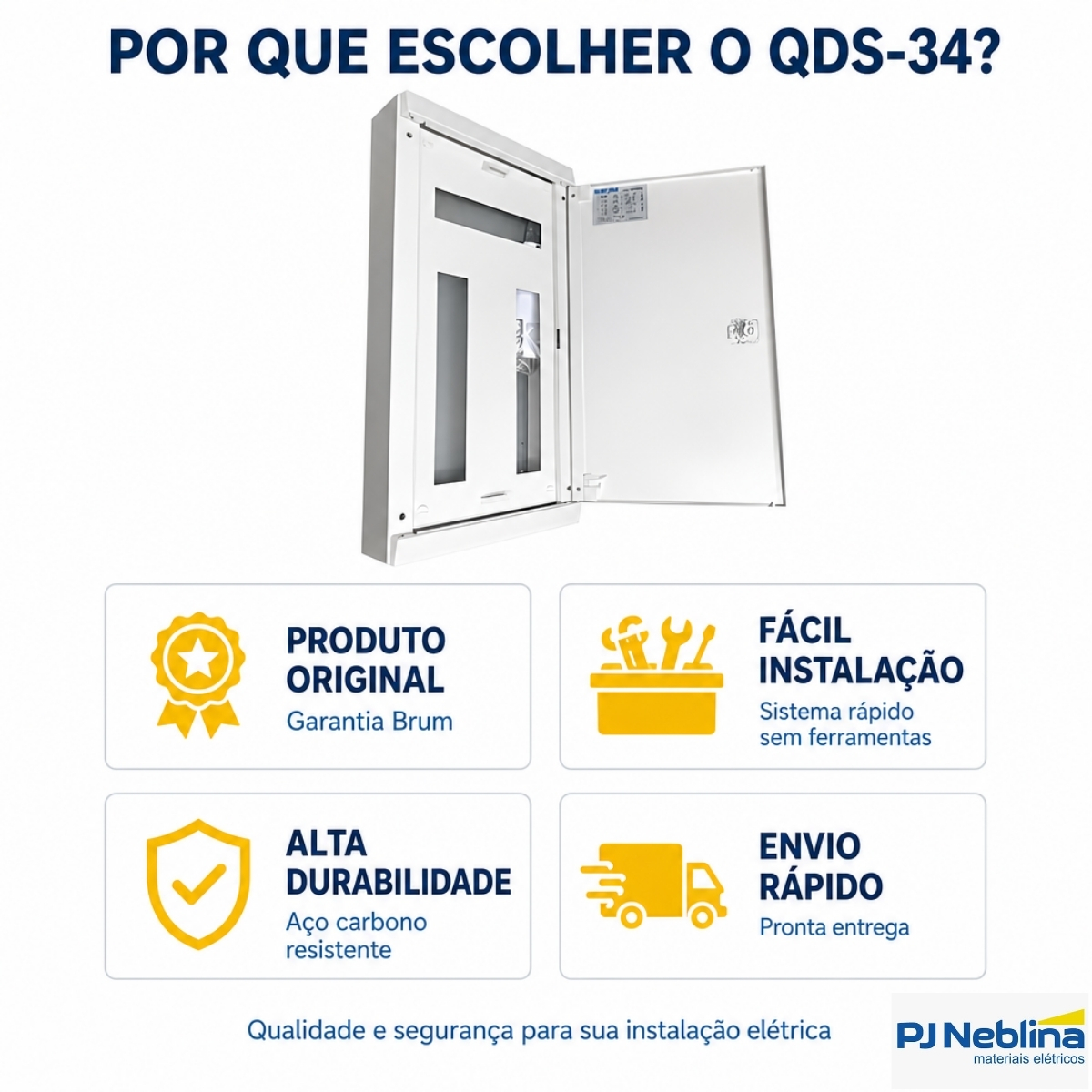 Quadro Distribuição Sobrepor Qds-34 34 Disjuntores 100A Branco Vertical - Brum