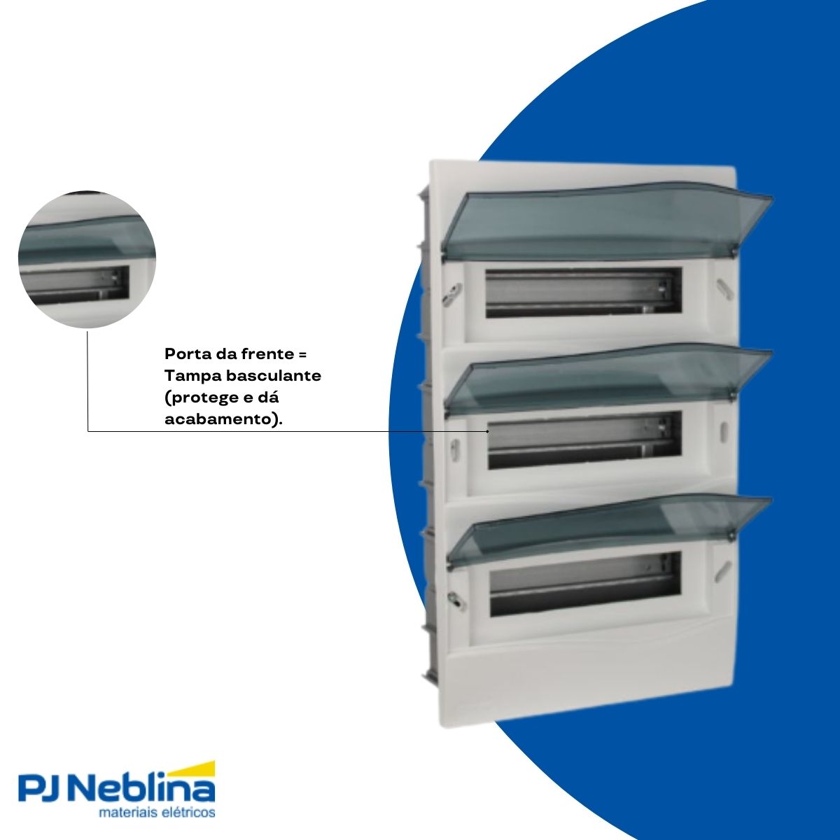 Centrinho Distribuição Embutir Para 36 Disjuntores Din Termoplástico Porta Transparente Sem Barramento Ip40 Branco Brum