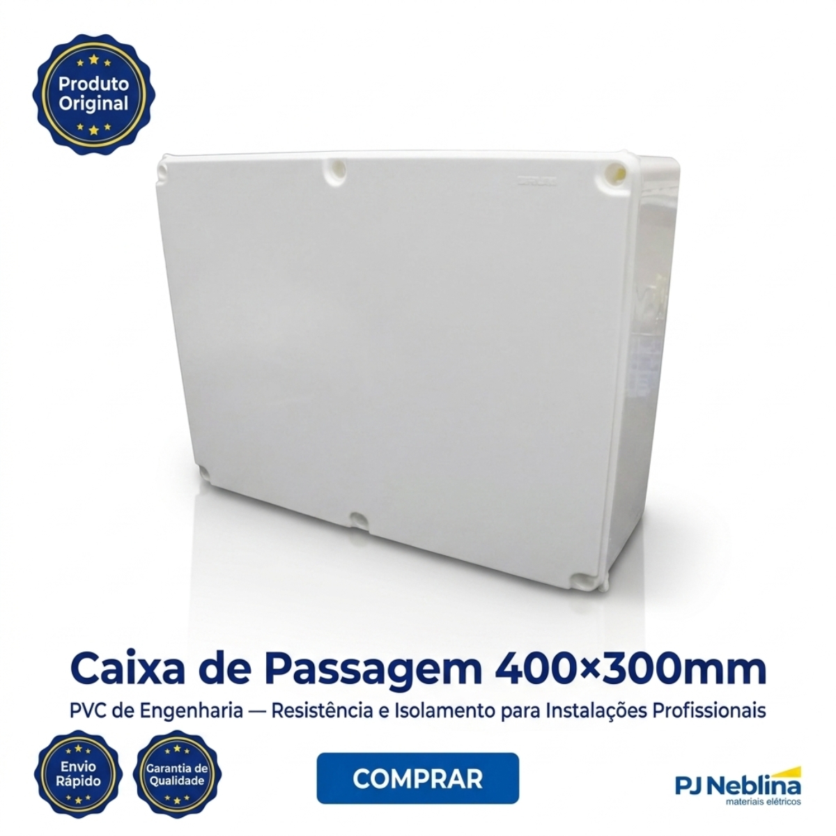 Caixa Passagem Embutir Pvc 400X300X120Mm Branco Com Tampa - Brum
