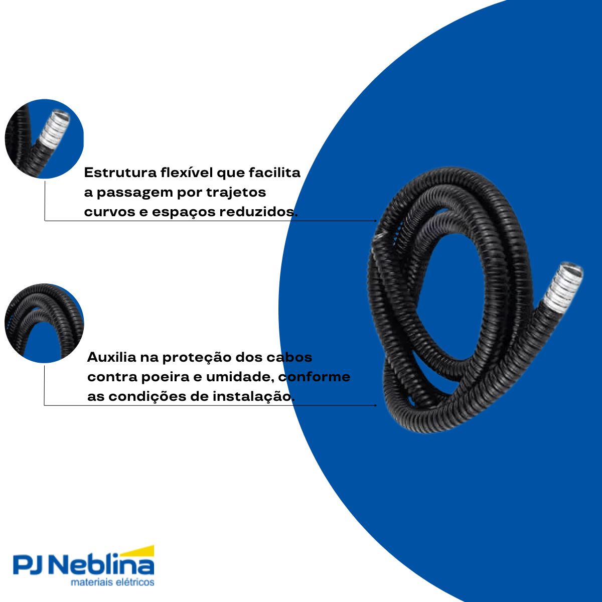 Eletroduto Flexível Fita Aço Espiral Zincado 1Pol Capa Pvc Preto 60G (Rl C/30M) - Ekoflex