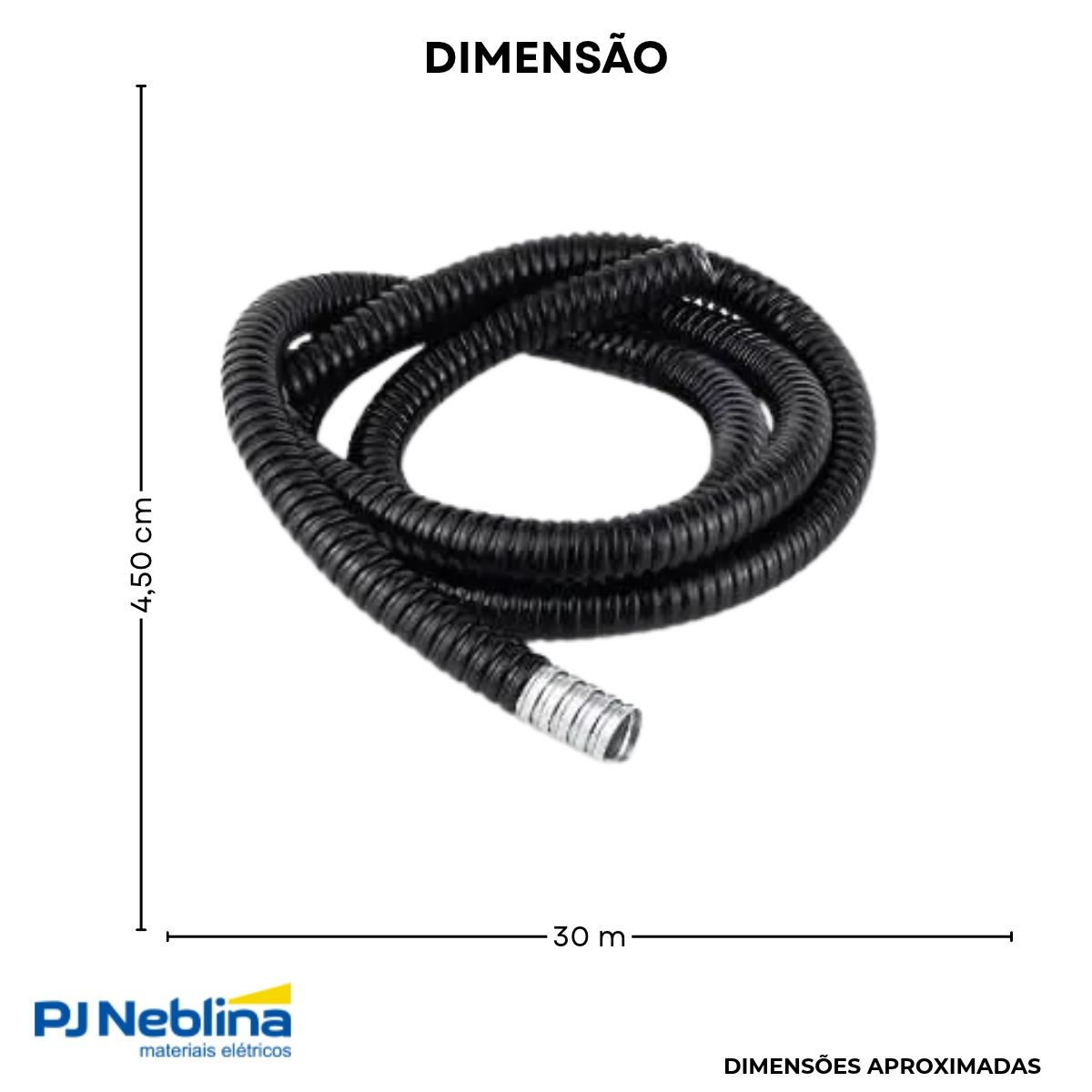 Eletroduto Flexível Fita Aço Espiral Zincado 1.1/2 Capa Pvc Preto 60G (Rl C/30M) - Ekoflex