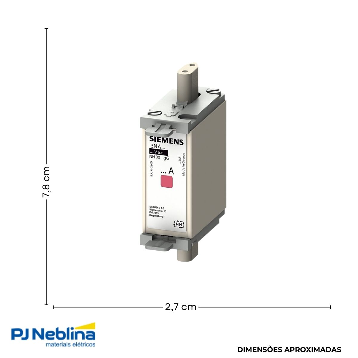 Fusível Nh Hrc Retardado Gg/Gl 63A 500V 120Ka T-000 Indicador Combinado - Siemens
