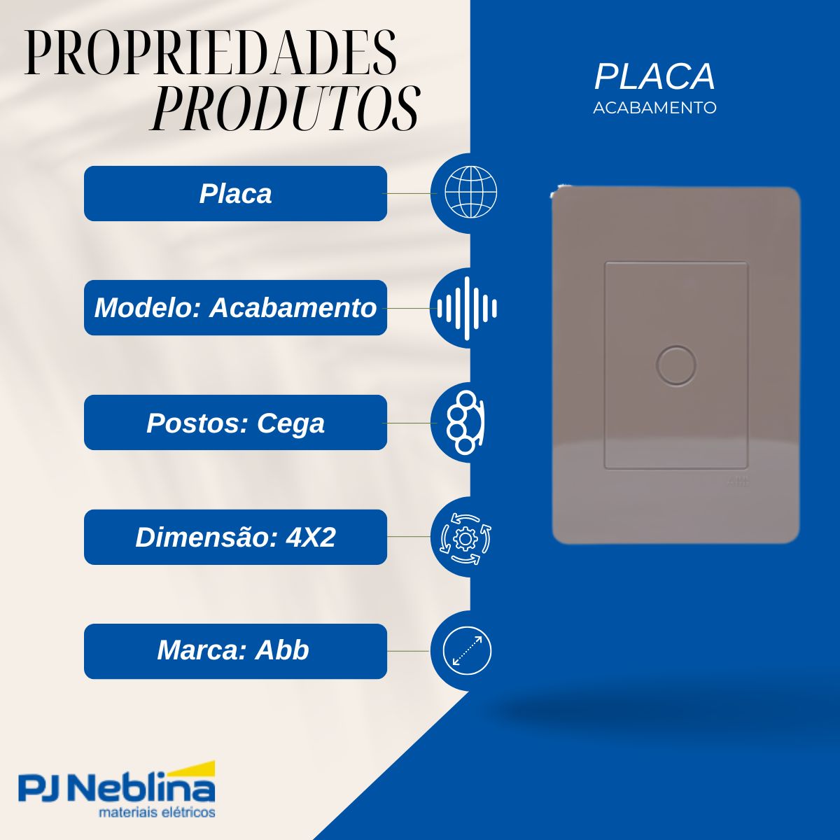 Placa Acabamento 4X2 Cega Chocolate Unno Life - Abb