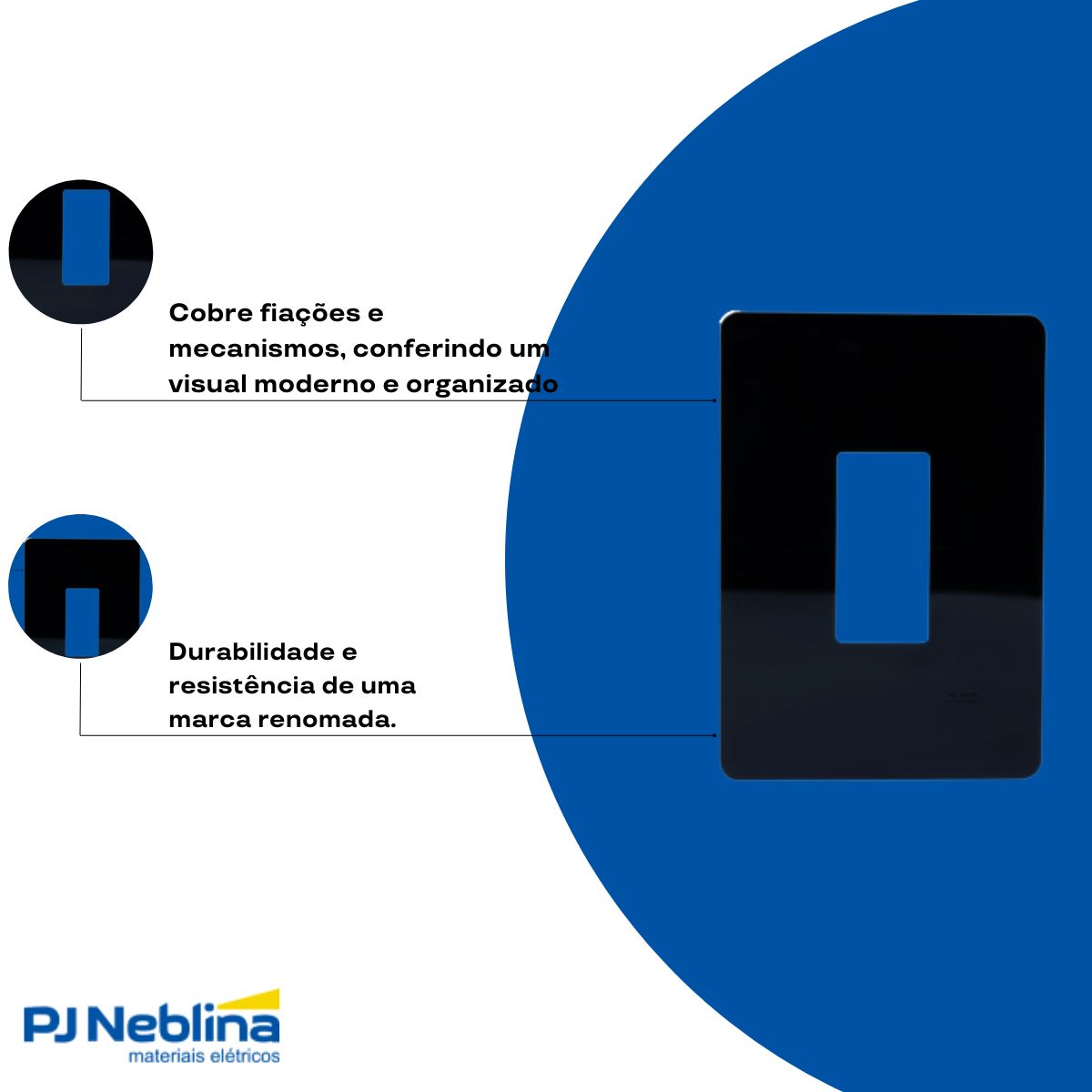 Placa Acabamento 4X2 1 Posto Vertical Preto Unno Life - Abb