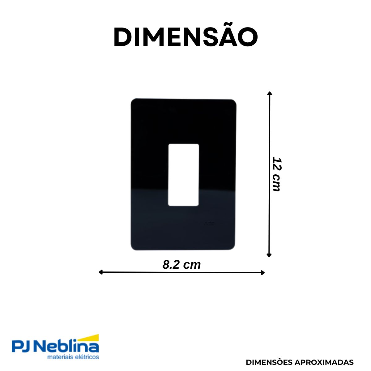 Placa Acabamento 4X2 1 Posto Vertical Preto Unno Life - Abb