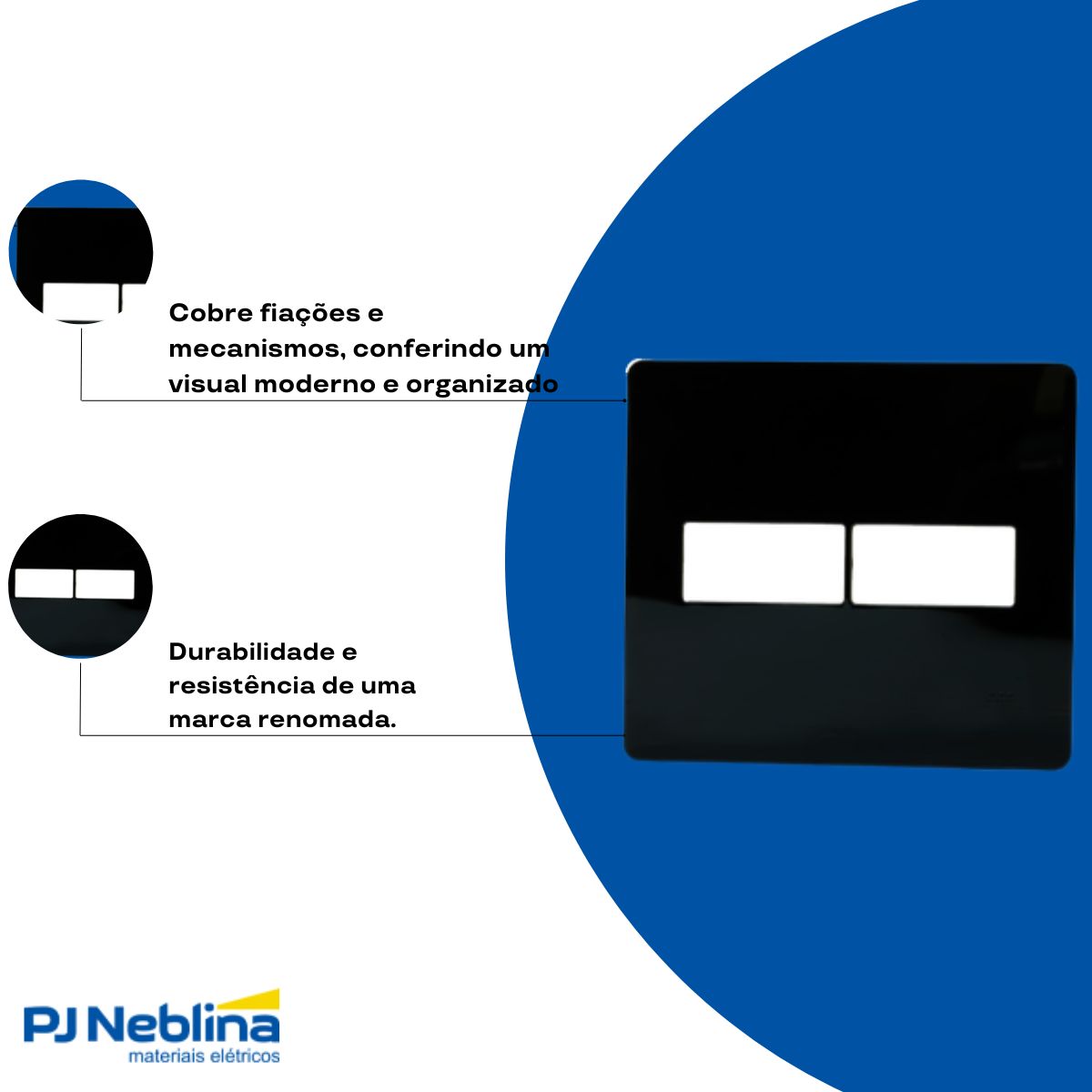 Placa Acabamento 4x4 (2 Mod) 1+1 Postos Pt Unno Life