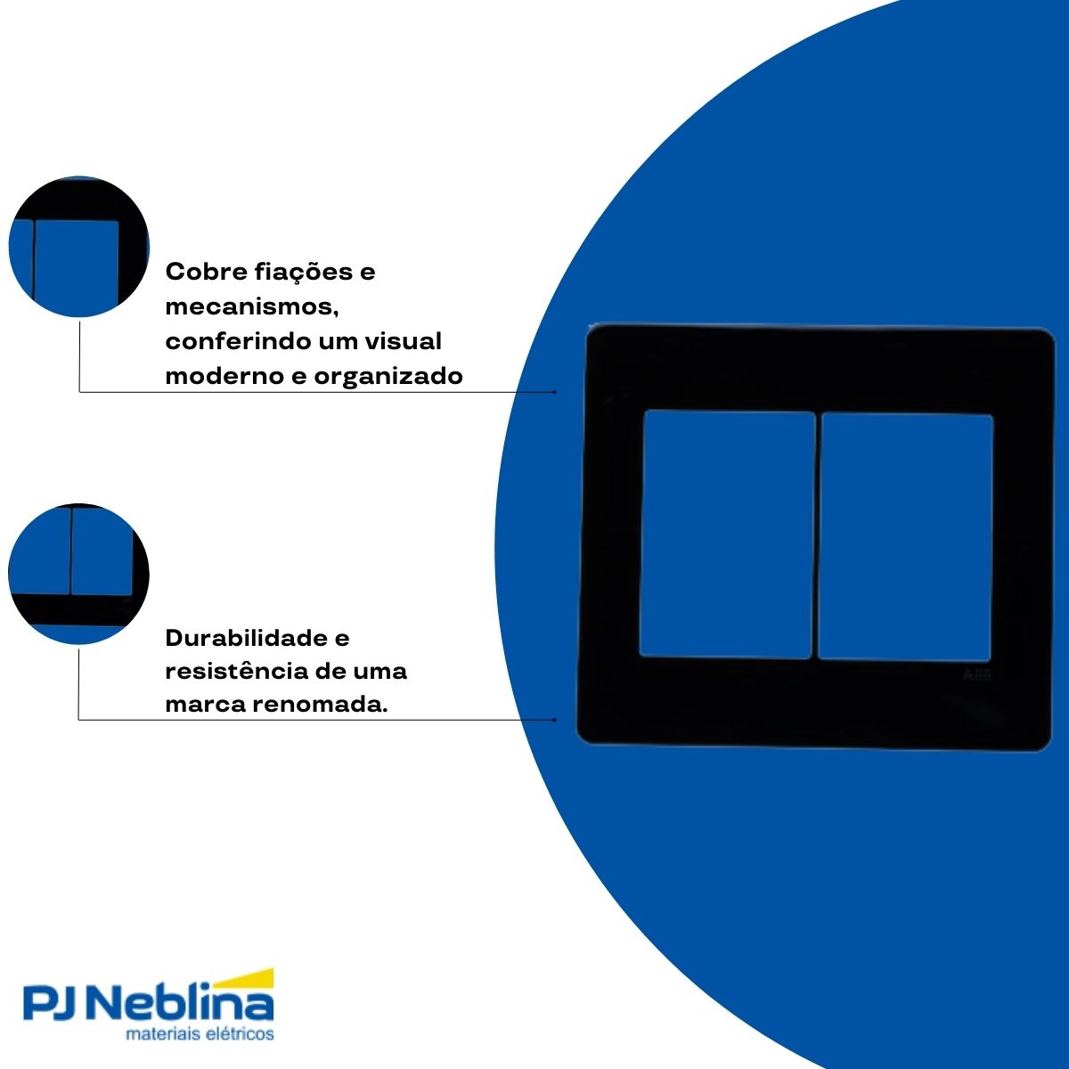 Placa Acabamento 4X4 (6 Mod) 3+3 Postos Preto Unno Life - Abb