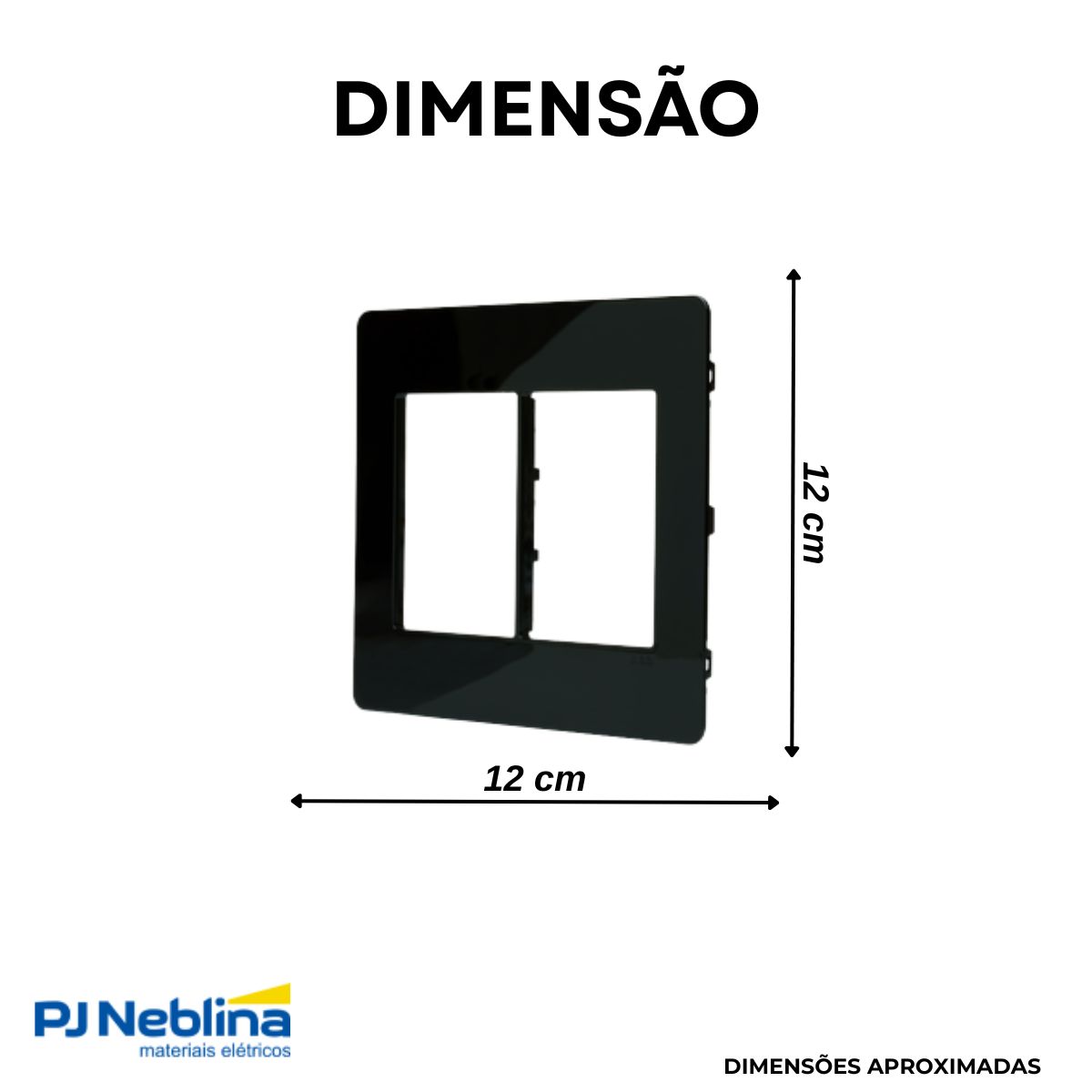 Placa Acabamento 4X4 (6 Mod) 3+3 Postos Preto Unno Life - Abb