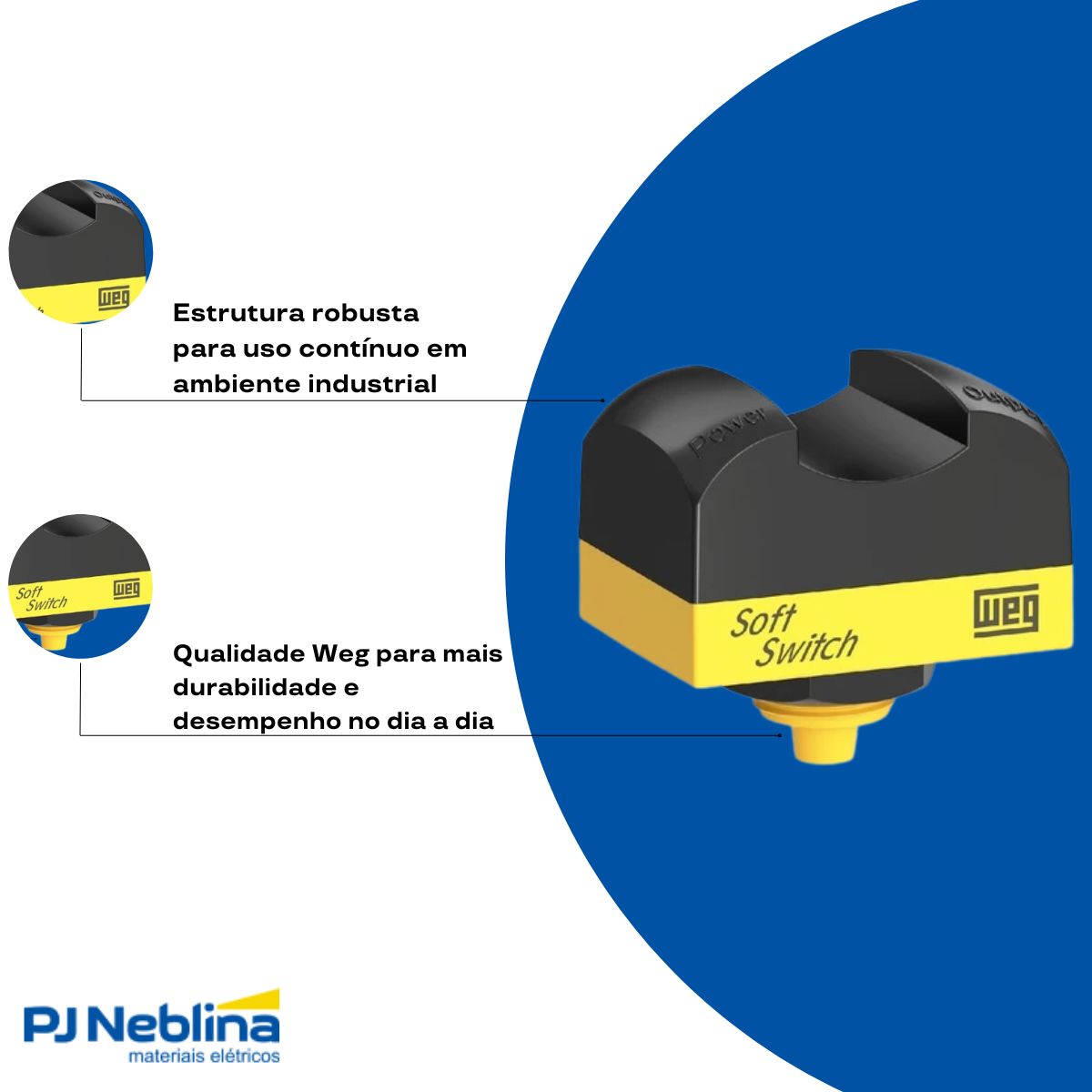 Botoeira Comando Eletrônica Montada 22 mm 1 Botão Comando Plástico Amarelo/Preto 1Na - Weg
