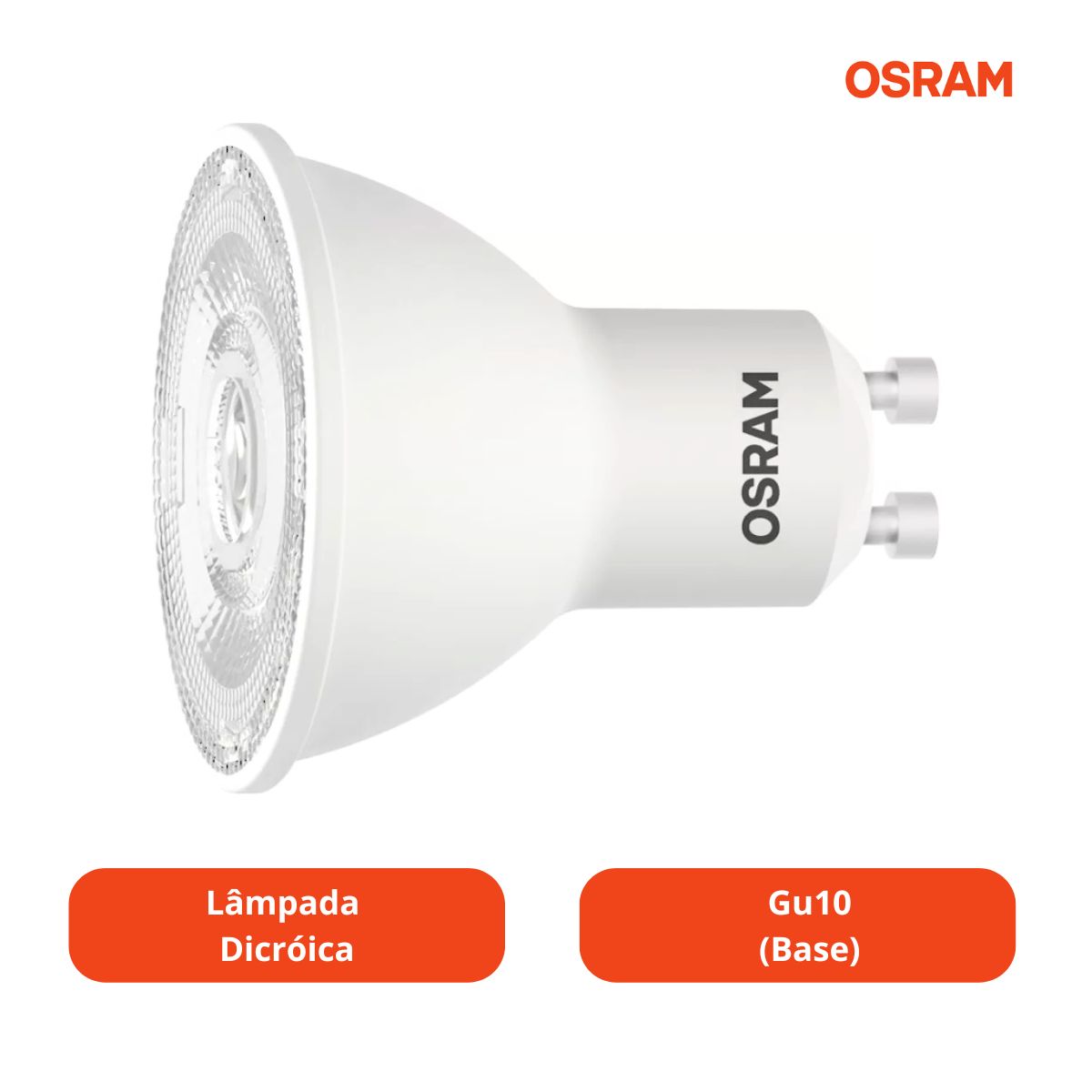 Lâmpada Led Dicroica Mr16 4,8W Bivolt Gu10 6500K Luz Branca 350Lm 36G 7014417 - Osram