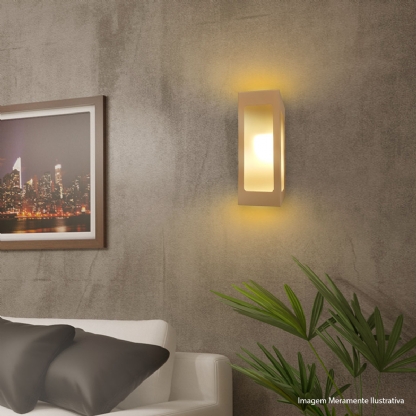 Luminária Arandela Retangular Branco 60W E27 Difusor Vidro Jateado - Hansa