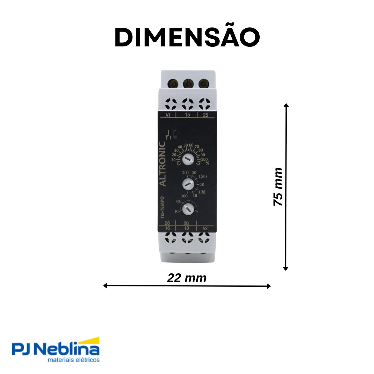 Relé Temporizador Eletrônico Retardo/Pulso Energização 0,1Seg-100H 1 Spdt (1Naf) 24-240Vca/Cc - Altronic
