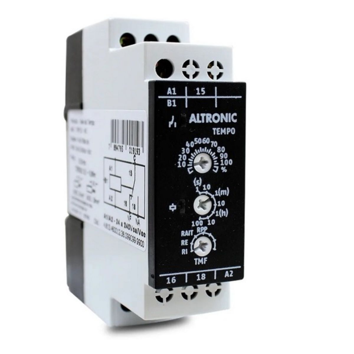 Relé Temporizador Eletrônico Multifunção 0,1Seg-100H 1 Spdt (1Naf) 24-240Vca/Cc - Altronic