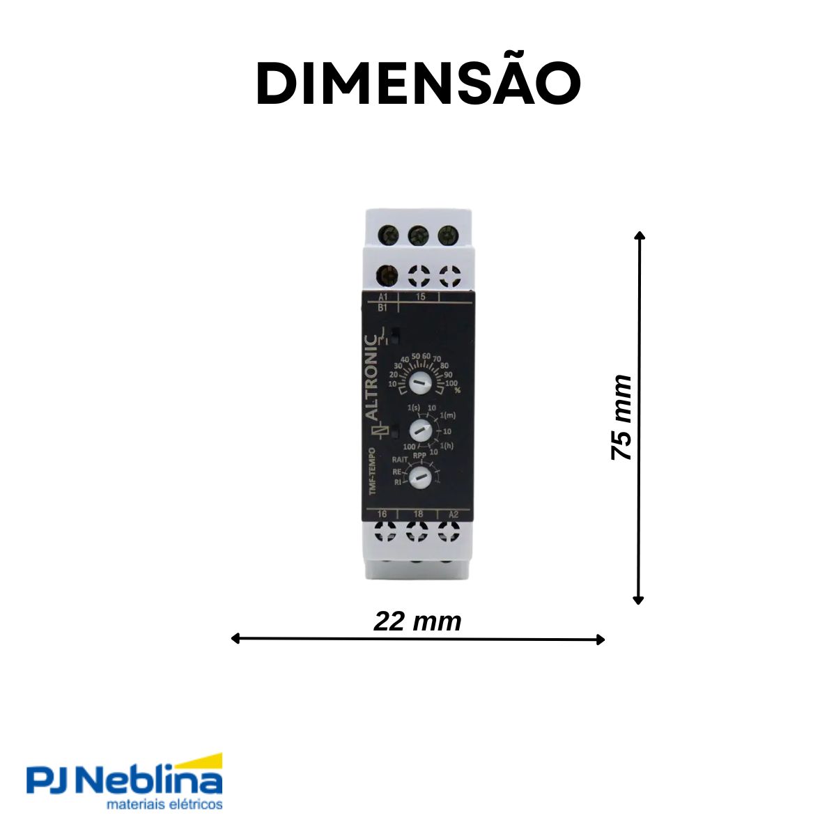 Relé Temporizador Eletrônico Multifunção 0,1Seg-100H 1 Spdt (1Naf) 24-240Vca/Cc - Altronic