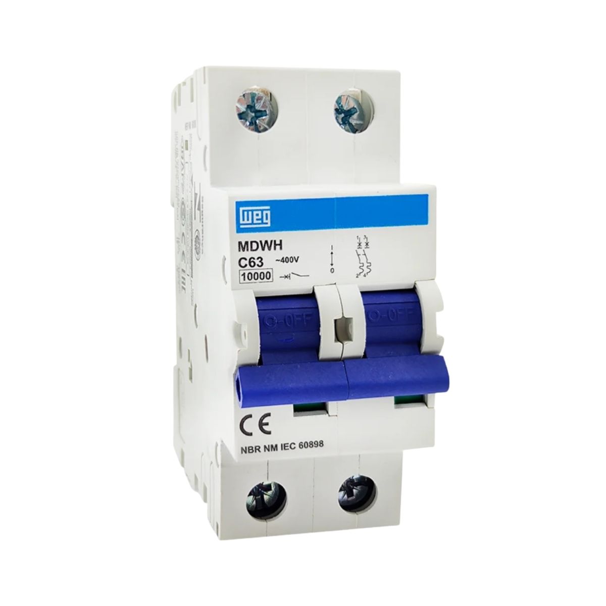 Disjuntor Mini Din Bipolar 63A Curva C 10Ka 230/400V - Weg