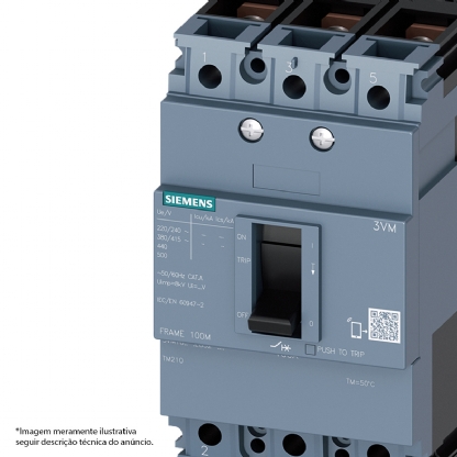 Disjuntor Caixa Moldada Tripolar 63A 16Ka 380V 3VM10632ED320AA0 - Siemens