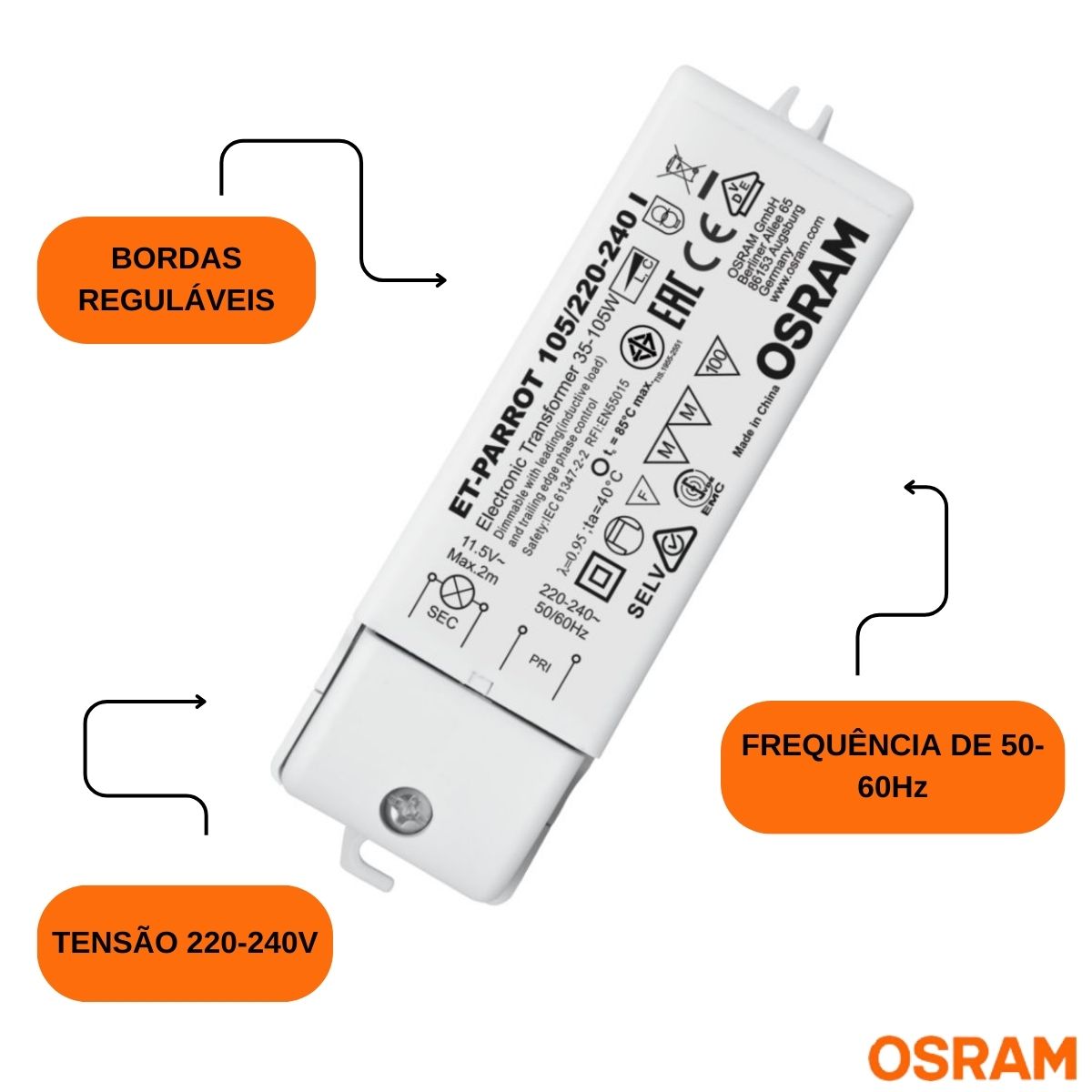 Reator Eletrônico Et Parrot 105 220/240V I Vs50 7013920 Osram/Ledvance