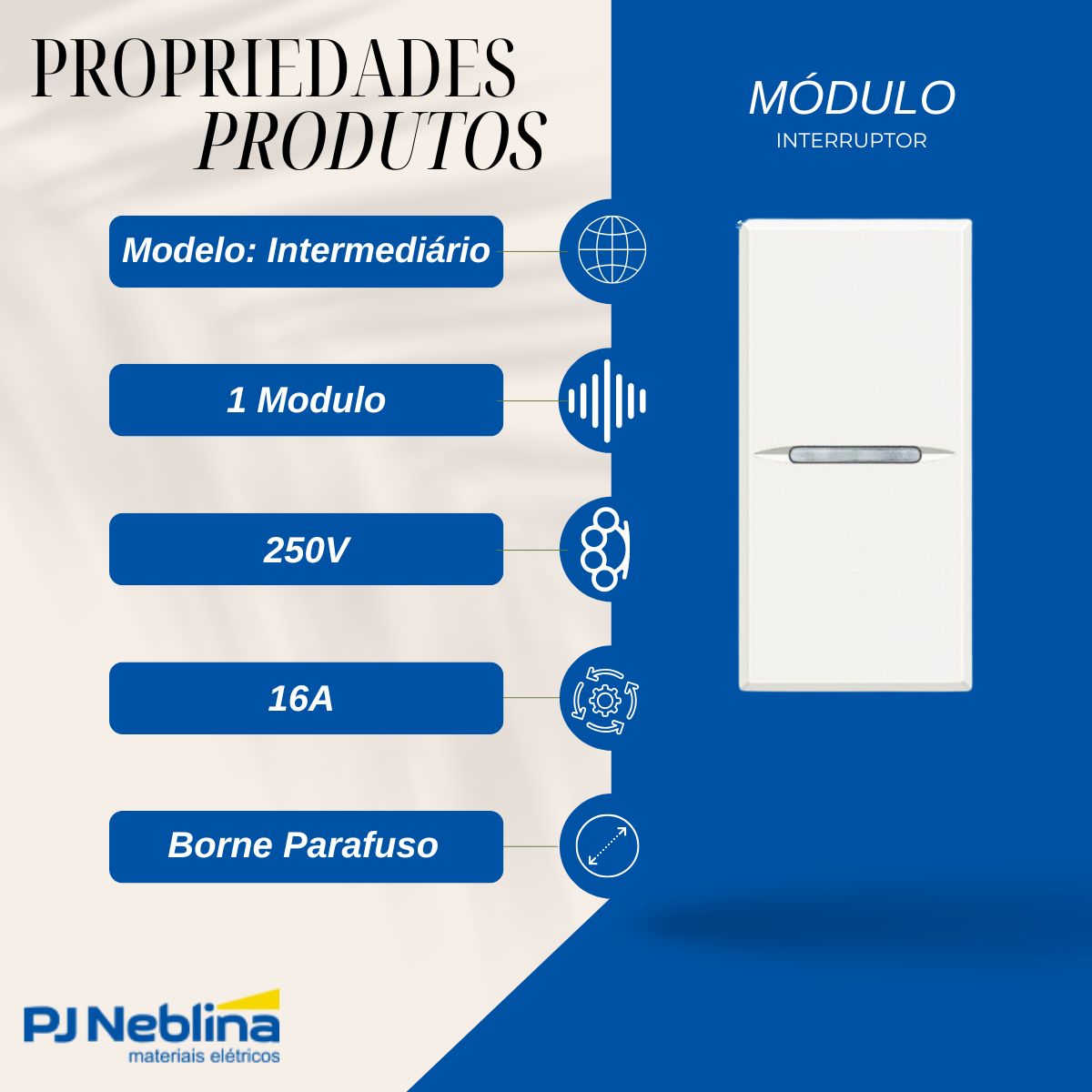 Modulo Interruptor Intermediário 1 Modulo 16A 250V Bc Axolute C/Luz - Bticino