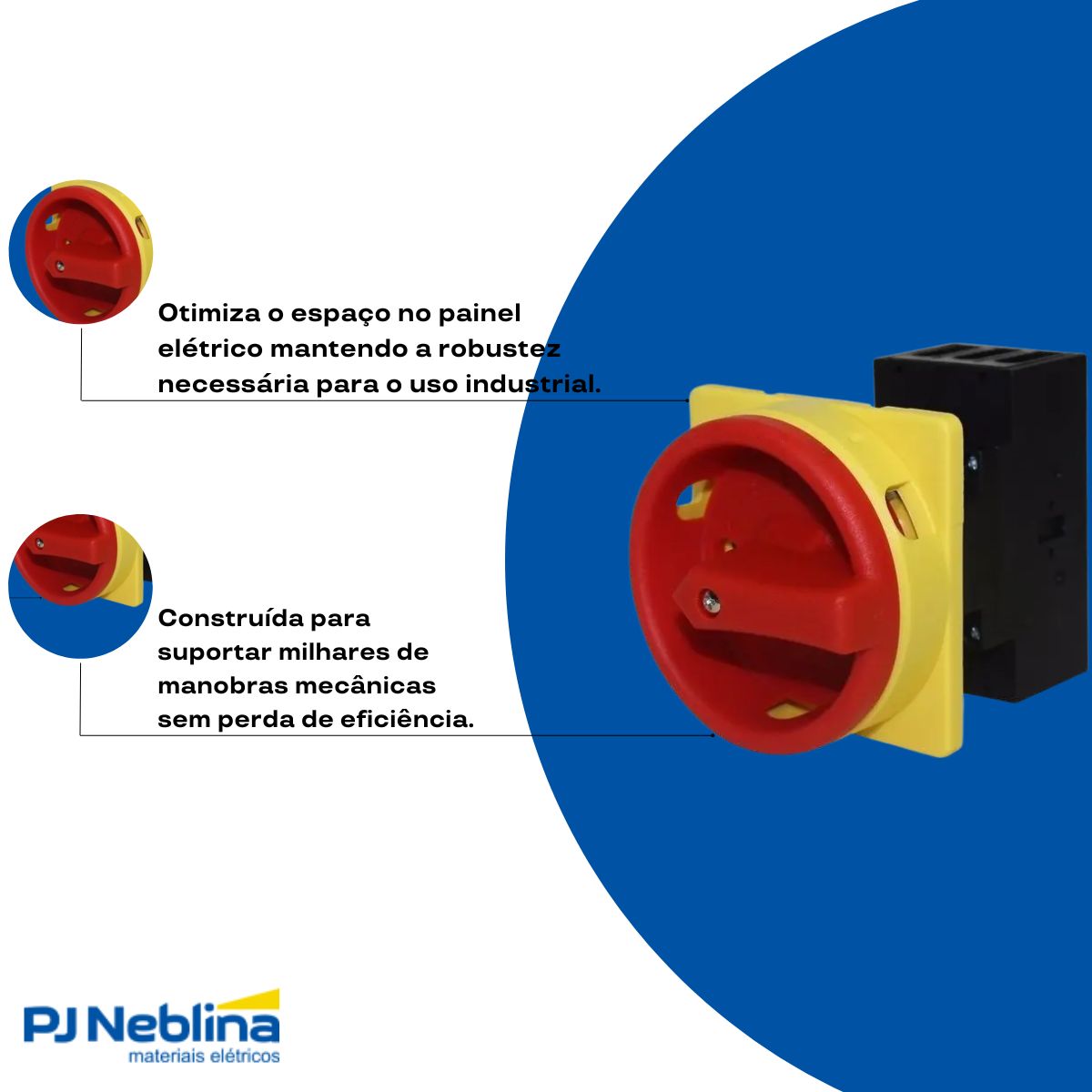 Chave Seccionadora Rotativa Sob Carga 3 Polos 32A Topo Manopla Vm/Am C/Trava Cadeado - Metaltex