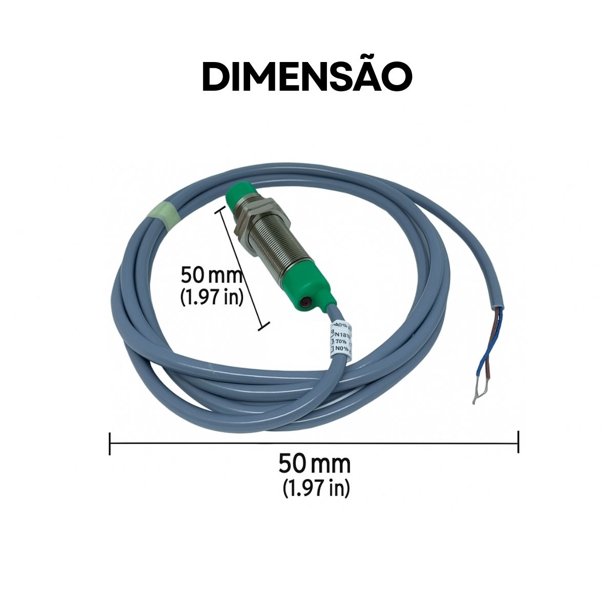Sensor Indutivo Cilíndrico Roscado Sn=4Mm M12X1,00Mm Latão 4 Fios 10-30Vcc Conector M12 4 Pinos Npn 1Na+1Nf Weg