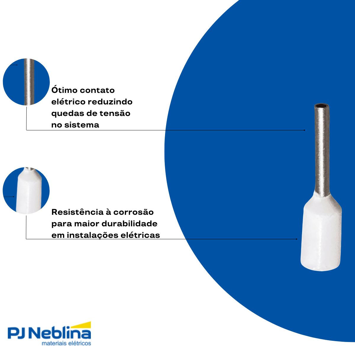 Terminal Tubular (Ilhos) 0,50Mm (20Awg) Pré-Isolado Branco - Intelli