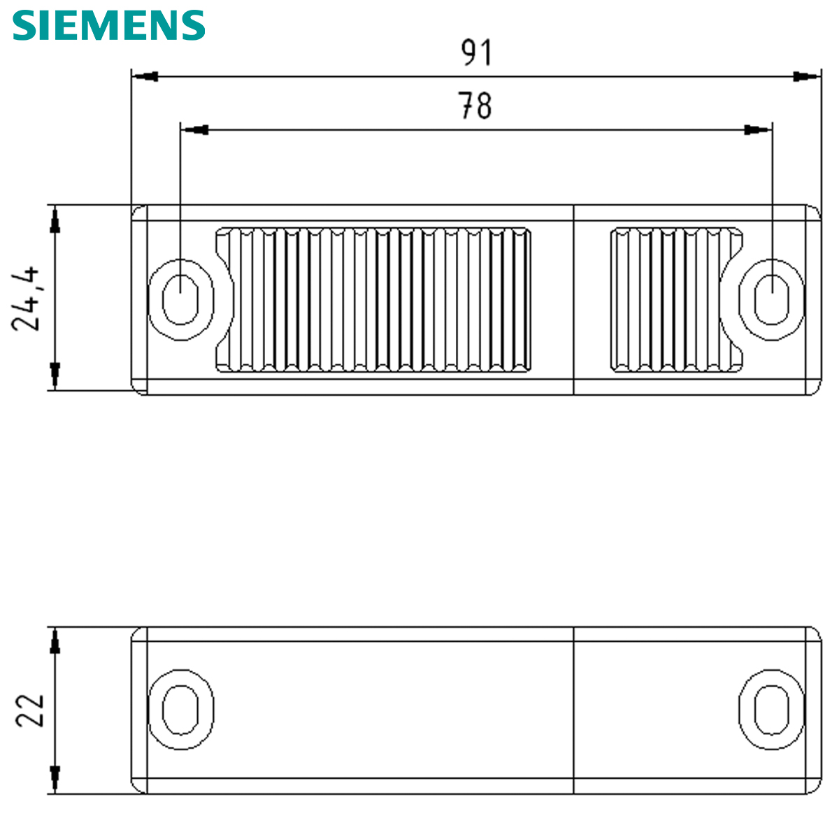 Atuador Chave Magnética Rfid Retangular 92x25mm Plástico Preto/Amarelo Sirius Siemens