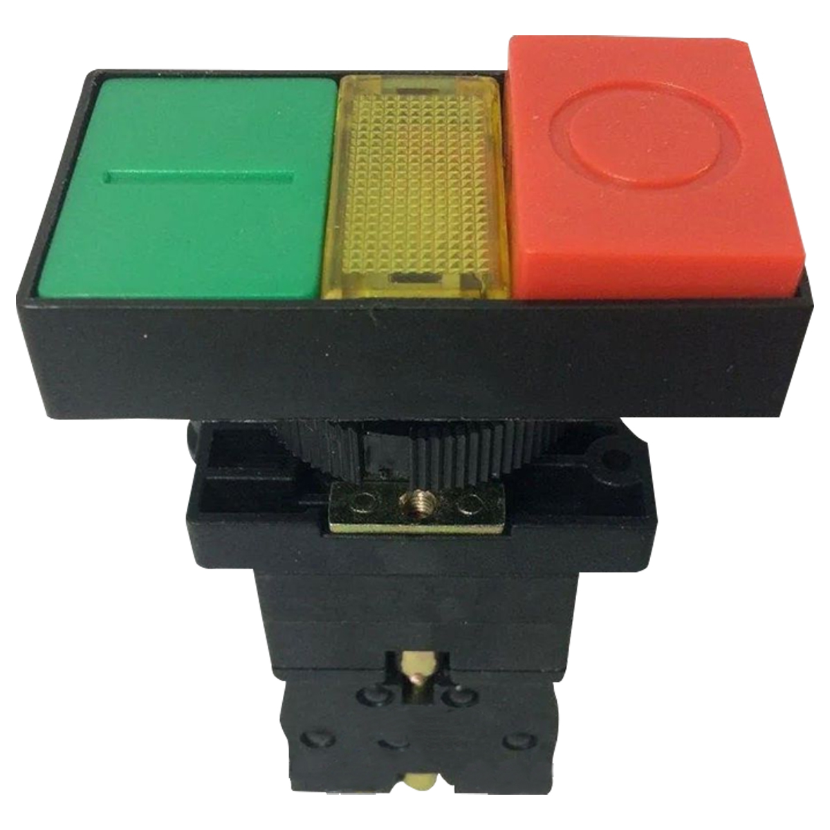 Botão Duplo Comando Iluminado Plástico 1Na+1Nf Verde/Vermelho 220V 22Mm Retangular - Metaltex